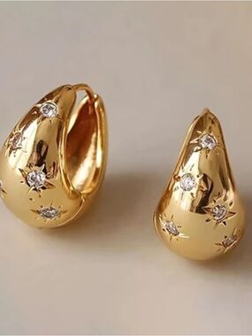 New! Aster Gold Plated Hoop Huggie Earrings (2010) NWOT